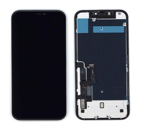 Дисплей для Apple iPhone 11 (AAA) в сборе с тачскрином и металической рамкой черный