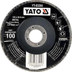 YT-83295, Круг шлифовальный лепестковый выпуклый, 125 мм, 22.4 мм, P100
