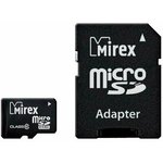 13613-AD10SD16, Флеш карта microSD 16GB Mirex microSDHC Class 10 (SD адаптер)