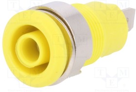 4 mm socket, flat plug connection, mounting Ø 12.2 mm, CAT III, yellow, 49.7044-24