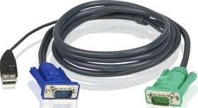 Фото 1/6 ATEN 2L-5202U, Кабель KVM USB "гидра" 1.8м SHD15M/USB A(M)--SPHD15M (G)/ATEN/2L-5202U / CABLE HD15M/USB A(M)--SPHD15M 1.8m
