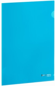 Фото 1/9 Папка-уголок плотная BRAUBERG SUPER, 0,18 мм, синяя, 270479