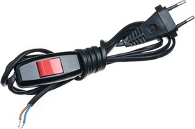Сетевой шнур с вилкой и проходным выключателем LEZARD, Красная кнопка, ШВВП, 2x0,5 черный 1,7м 99928668