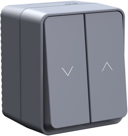 Фото 1/5 ATN544019, Выключатель 2-клавишный для жалюзи, AtlasDesign Profi54 Антрацит