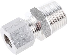 Фото 1/3 1805 10 21, Stainless Steel Pipe Fitting, Straight Hexagon Coupler, Male BSP 1/2in