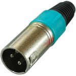 Разъем XLR 3P штекер металл цанга на кабель, зеленый, PL2174