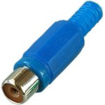 Разъем RCA гнездо пластик на кабель, синий, PL2152