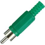 Разъем RCA штекер пластик на кабель, зеленый, PL2148