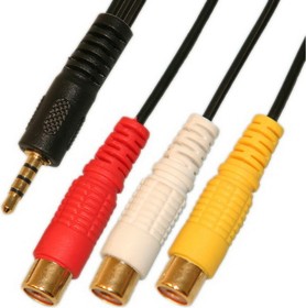 Переход 3.5мм штекер 4 контакта - 3 x RCA гнездо пластик с кабелем 0,3м, Gold, PL2268