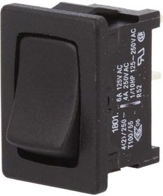 Фото 1/4 1801.1202, Rocker Switch, 4 A, 1NO, 250V, OFF-(ON), IP40, Black