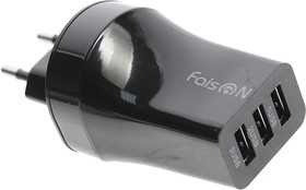 FS-Z-1-978 black, Устройство зарядное в розетку 3 USB 2.1A FAISON
