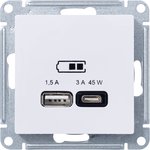 AtlasDesign Лотос USB Розетка A + тип-C 45Вт высокоскоростная зарядка QC, PD, механизм