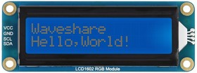 Фото 1/4 LCD1602 RGB Module, Модуль LCD1602 RGB, ЖК-дисплей 16x2 символов, подсветка RGB, 3,3 В/5 В, шина I2C