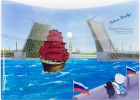 Папка-конверт География на кнопке А5 Санкт-Петербург Дворцовый Мост 12 шт в упаковке A1854 PB