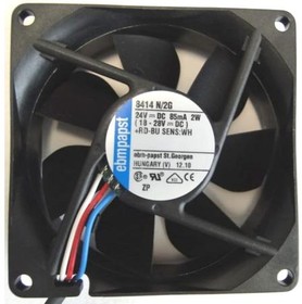 Фото 1/3 8414N/2G, DC Fans Tubeaxial Fan, 80x80x25mm, 24VDC, 40.6CFM, Speed Signal/Open Collector Output