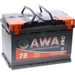 6СТ75(0), Аккумулятор AWA PRO 75А/ч обратная полярность