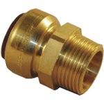 65267, Brass Pipe Fitting, Straight Push Fit Taper Coupler, Male R 1/2in to Female 15mm