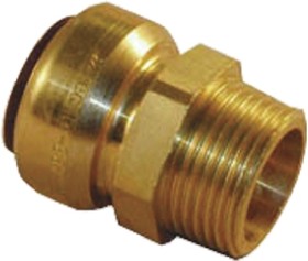 65267, Brass Pipe Fitting, Straight Push Fit Taper Coupler, Male R 1/2in to Female 15mm