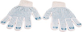 Фото 1/5 трикотажные перчатки с ПВХ-покрытие Точка, 10 класс, (Белые) GGC-12