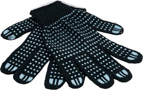 Фото 1/5 трикотажные перчатки с ПВХ-покрытие Точка, 10 класс, (Чёрные) GGC-11