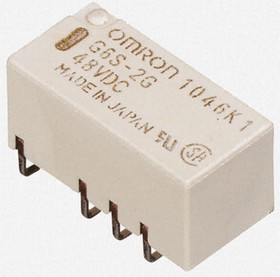 Фото 1/2 G6S-2G-Y-DC12, Signal Relay 12VDC 2A DPDT(14.8x7.3x9.2)mm SMD