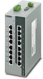 2891058, Managed Ethernet switch with 16 RJ45 ports at 10/100 Mbps and operating temperature of -10°C ... +60°C