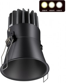 Novotech 358909 SPOT NT22 черный Встраиваемый светодиодный светильник с переключателем цветовой температуры IP20 LED 3000К\4000К\6000К 12W 2