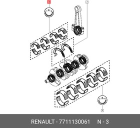 7711130061, Вкладыши двигателя (к-кт 8шт) RENAULT F8Q/F9Q/F3R/F4R