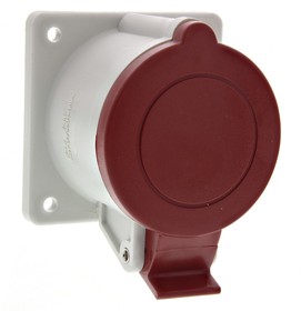 Фото 1/2 422.3266, IP44 Red Panel Mount 3P + E Industrial Power Socket, Rated At 32A, 415 V