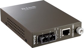 Фото 1/3 Медиаконвертер D-Link DMC-515SC/E с 1 портом 10/100Base-TX и 1 портом 100Base-FX с разъемом SC для одномодового оптического кабеля (до 15 км