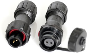 Circular Connector, 2 Contacts, Cable Mount, Plug and Socket, Male and Female Contacts, IP67
