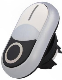 M22-DDL-WS-X1/X0, Двойная кнопка с сигнальной лампой с обозначением I O, цвет белый/черный