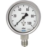 NPT 1/2 Analogue Pressure Gauge 60mbar Bottom Entry, 48785306, 0mbar min.