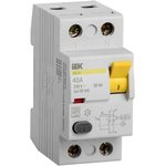 УЗО выключатель диф. тока IEK ВД1-63 2п 40А 30мА тип AC MDV10-2-040-030