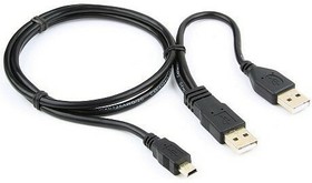 Фото 1/9 Кабель Gembird/Cablexpert CCP-USB22-AM5P-3 USB 2.0 Pro Кабель , 2xAM/miniBM 5P, 0.9м, экран, черный