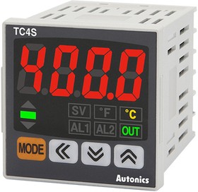 Фото 1/2 TC4S-12R Температурный контроллер с ПИД-регулятором, 24VAC/24-48VDC, 24VAC 50/60Hz, 1 выход сигнализации, управляющий выход реле 3А, 250VAC