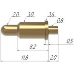 MPP2118 Подпружиненный контакт (pogo-pin) диаметром иглы 2,0мм длина 11,8мм