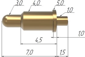 MPP307 Подпружиненный контакт (pogo-pin) диаметром иглы 3,0мм длина 7,0мм