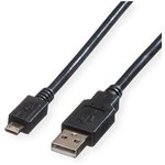 11.02.8754, Cable, USB-A Plug - USB Micro-B Plug, 800mm, USB 2.0, Black
