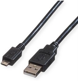 11.02.8754, Cable, USB-A Plug - USB Micro-B Plug, 800mm, USB 2.0, Black