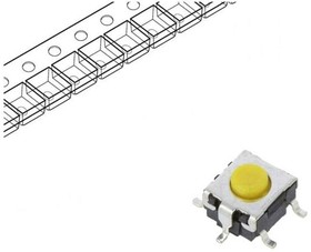 Фото 1/3 B3S-1102P, Switch Tactile N.O. SPST Round Button Gull Wing 0.05A 24VDC 500000Cycles 2.26N SMD T/R