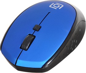 Фото 1/2 Мышь Оклик 488MW черный/синий оптическая (1600dpi) беспроводная USB для ноутбука (4but)