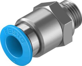 QS-G1/8-8-50, Straight Threaded Adaptor, G 1/8 Male to Push In 8 mm, Threaded-to-Tube Connection Style, 132038