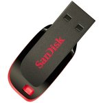 Флеш-память SanDisk Cruzer Blade, 16Gb, USB 2.0, ч/крас, SDCZ50-016G-B35