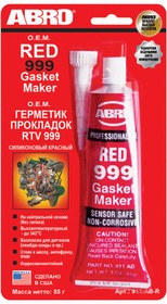 Фото 1/2 Герметик силиконовый красный 999 (85гр) США ABRO 911-AB-R