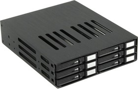 Фото 1/2 Procase L2-106-SATA3-BK {Корзина L2-106SATA3 6 SATA3/SAS, черный, с замком, hotswap mobie rack module for 2,5" slim HDD(1x5,25) 2xFAN 40x15m