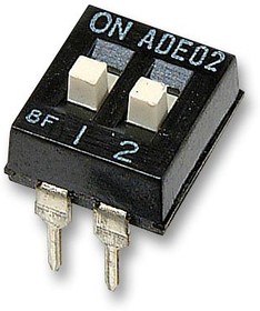 ADE0204, DIP / SIP переключатель, 2 схем(-а), Ползунок, Сквозное Отверстие, SPST, 24 В DC, 100 мА