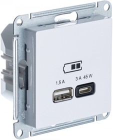 Фото 1/2 Systeme Electric AtlasDesign Лотос Розетка USB A + тип-C 45Вт высокоскор.заряд. QC, PD, механизм