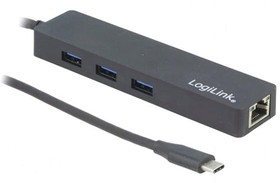 Фото 1/2 UA0313, Hub USB; RJ45,USB A socket x3,USB C plug; USB 3.0; PnP; 5Gbps