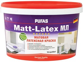 MATT-LATEX Краска моющаяся латексная матовая Основа А мороз. 10л15,3кг МЛ тов-042473